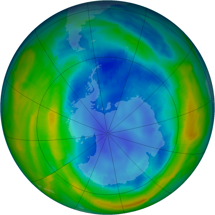 Antarctic ozone map for 20 August 1997